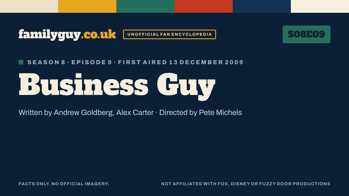Business Guy, Family Guy S08E09, title card in the familyguy.co.uk design