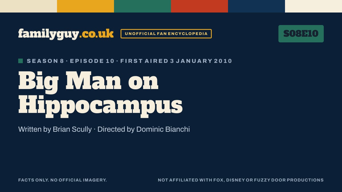 Big Man on Hippocampus, Family Guy S08E10, title card in the familyguy.co.uk design