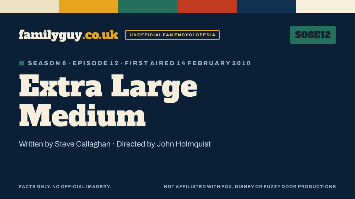 Extra Large Medium, Family Guy S08E12, title card in the familyguy.co.uk design