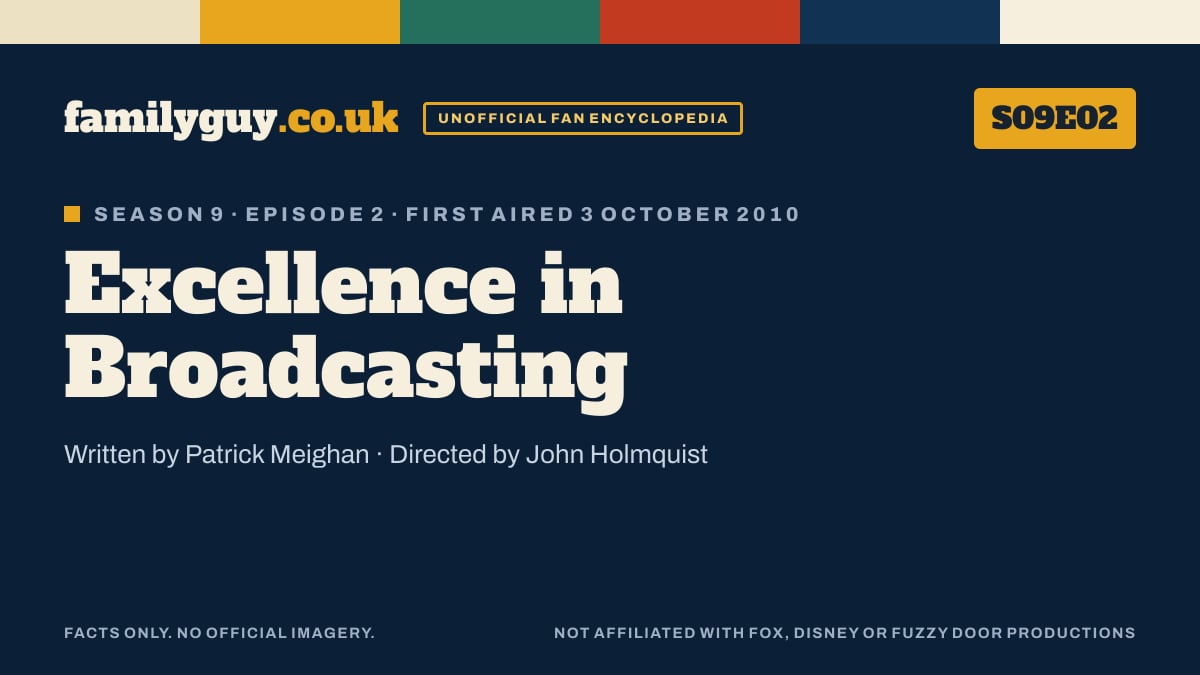 Excellence in Broadcasting, Family Guy S09E02, title card in the familyguy.co.uk design