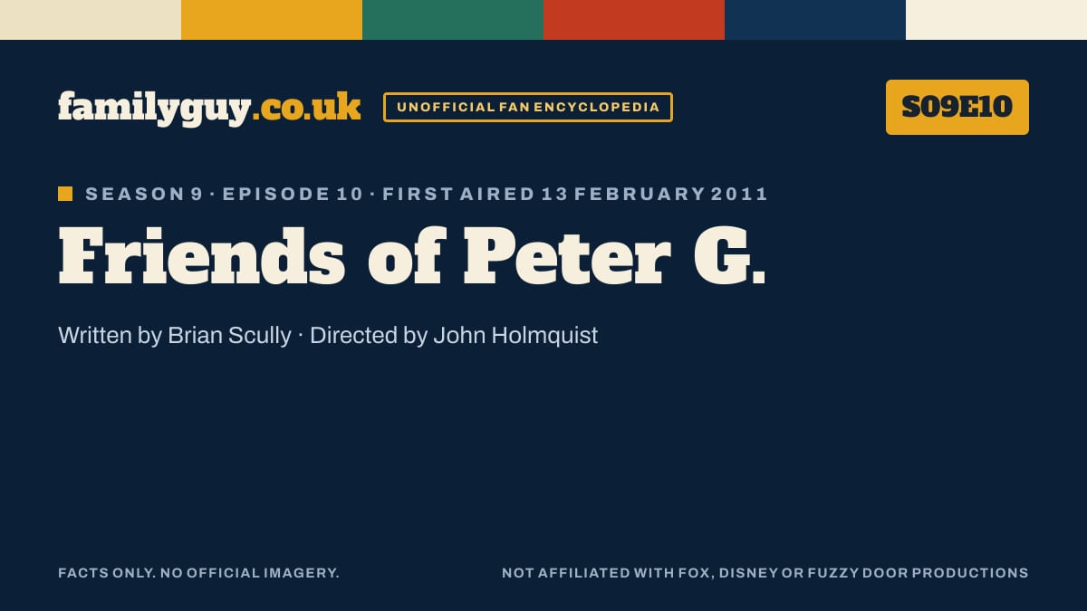 Friends of Peter G., Family Guy S09E10, title card in the familyguy.co.uk design
