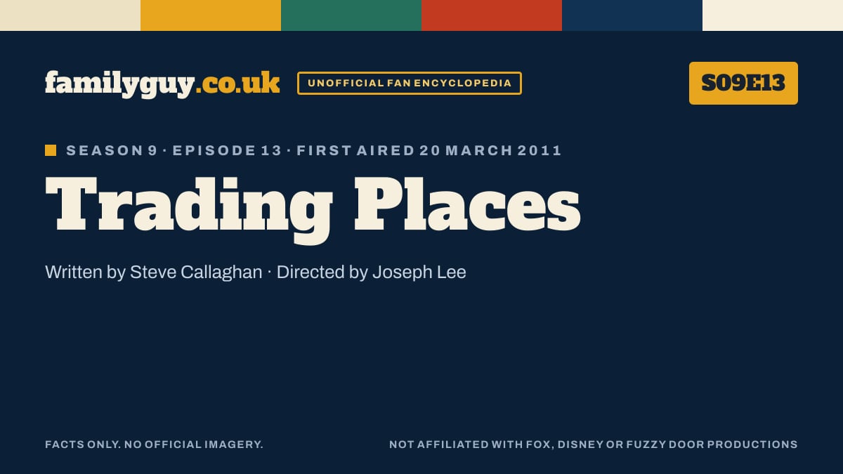 Trading Places, Family Guy S09E13, title card in the familyguy.co.uk design