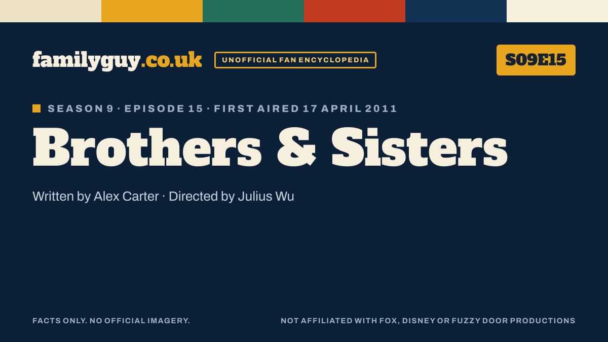 Brothers & Sisters, Family Guy S09E15, title card in the familyguy.co.uk design