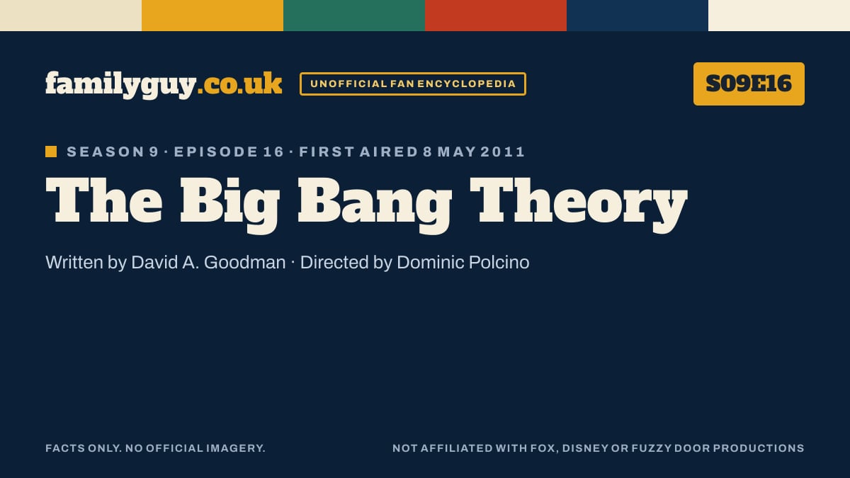 The Big Bang Theory, Family Guy S09E16, title card in the familyguy.co.uk design