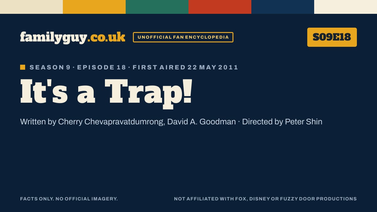 It's a Trap!, Family Guy S09E18, title card in the familyguy.co.uk design