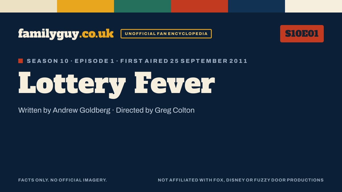 Lottery Fever, Family Guy S10E01, title card in the familyguy.co.uk design