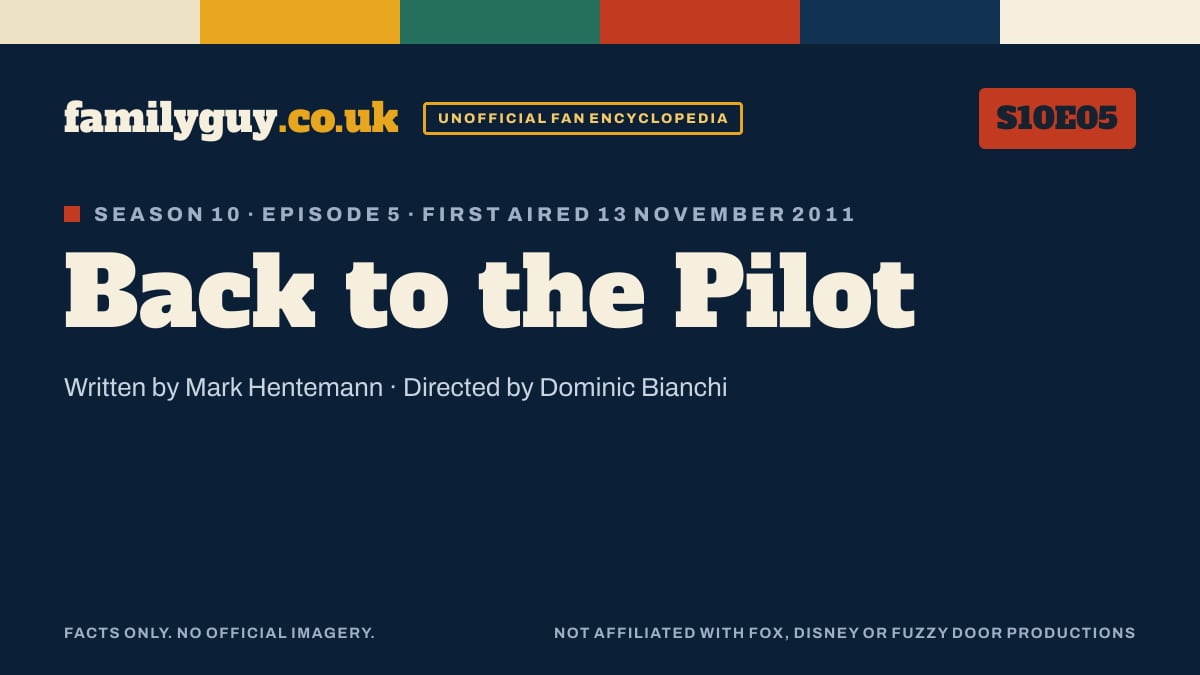 Back to the Pilot, Family Guy S10E05, title card in the familyguy.co.uk design