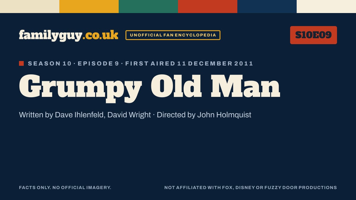 Grumpy Old Man, Family Guy S10E09, title card in the familyguy.co.uk design