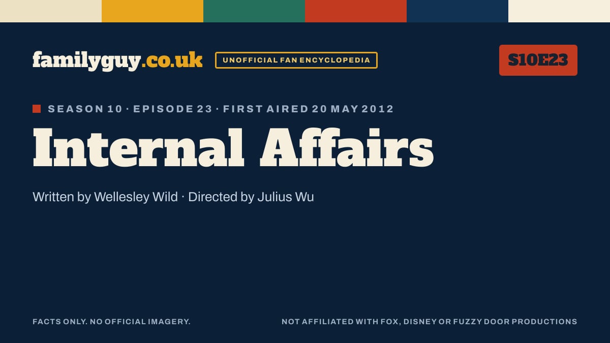 Internal Affairs, Family Guy S10E23, title card in the familyguy.co.uk design