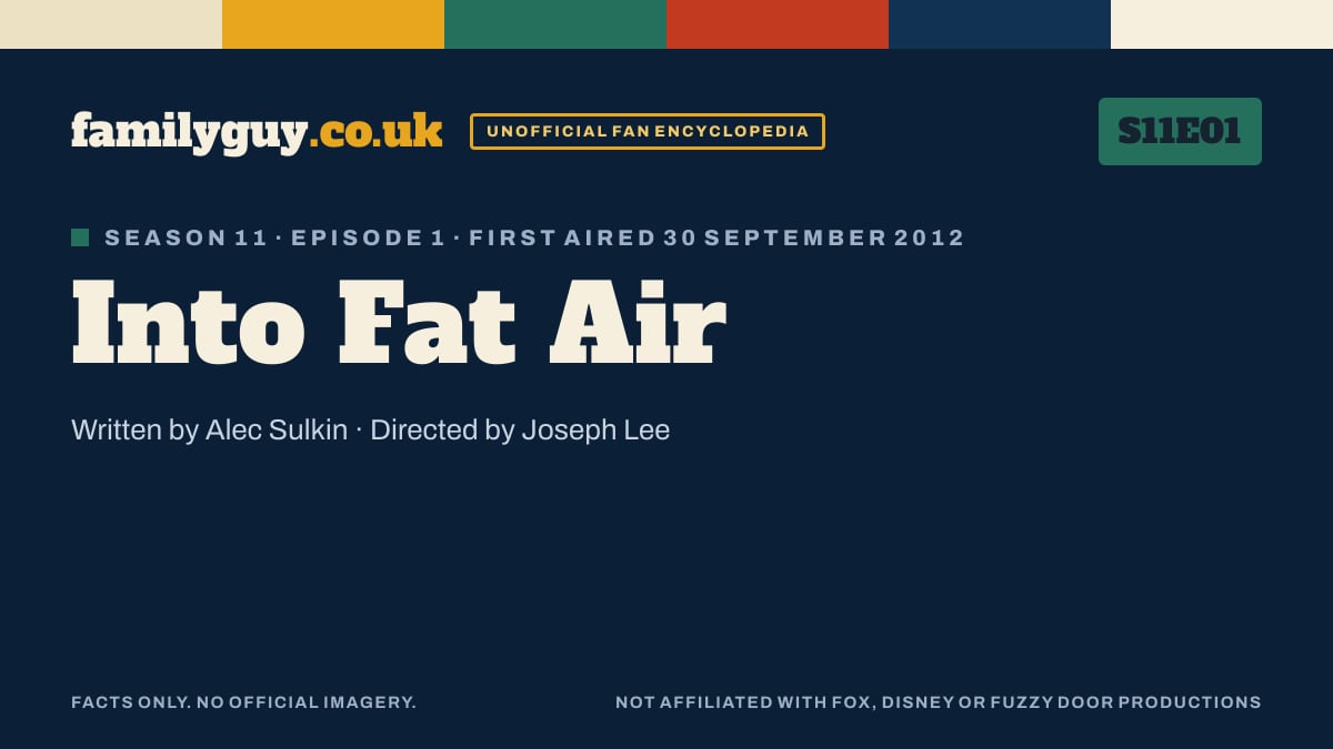 Into Fat Air, Family Guy S11E01, title card in the familyguy.co.uk design