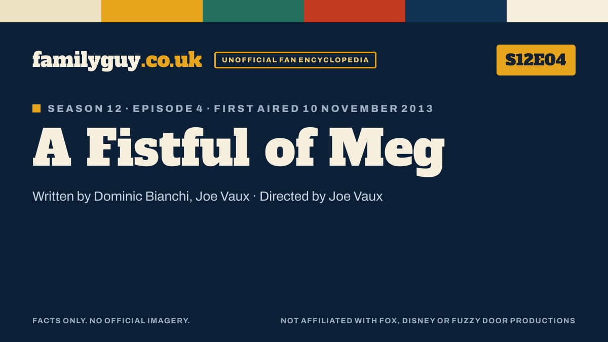 A Fistful of Meg, Family Guy S12E04, title card in the familyguy.co.uk design