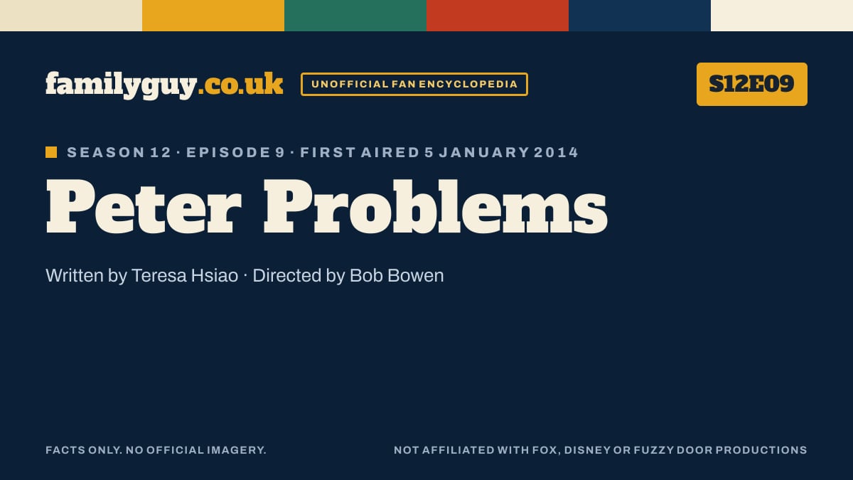 Peter Problems, Family Guy S12E09, title card in the familyguy.co.uk design