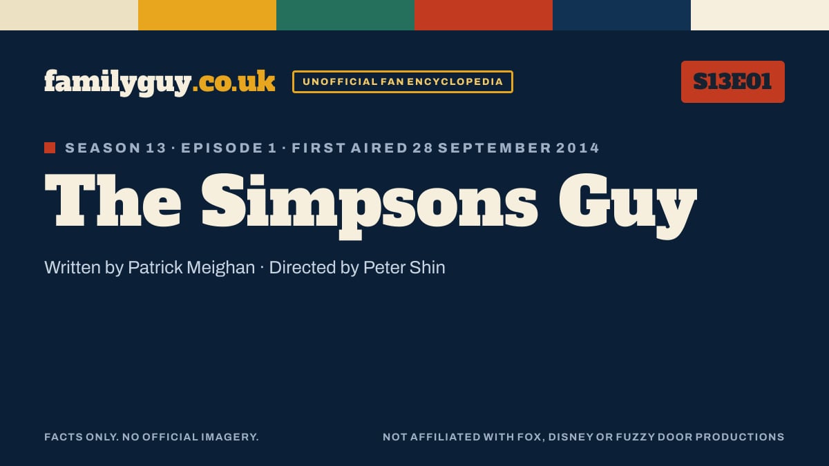 The Simpsons Guy, Family Guy S13E01, title card in the familyguy.co.uk design