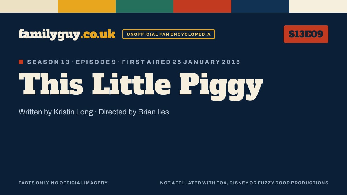 This Little Piggy, Family Guy S13E09, title card in the familyguy.co.uk design