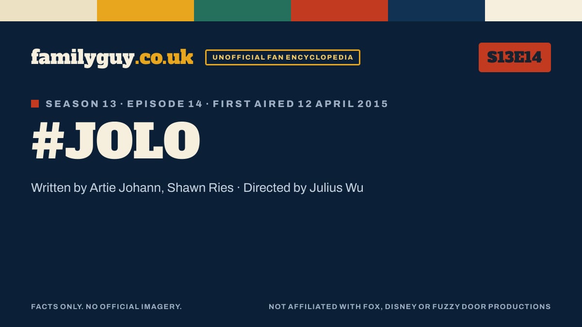 #JOLO, Family Guy S13E14, title card in the familyguy.co.uk design