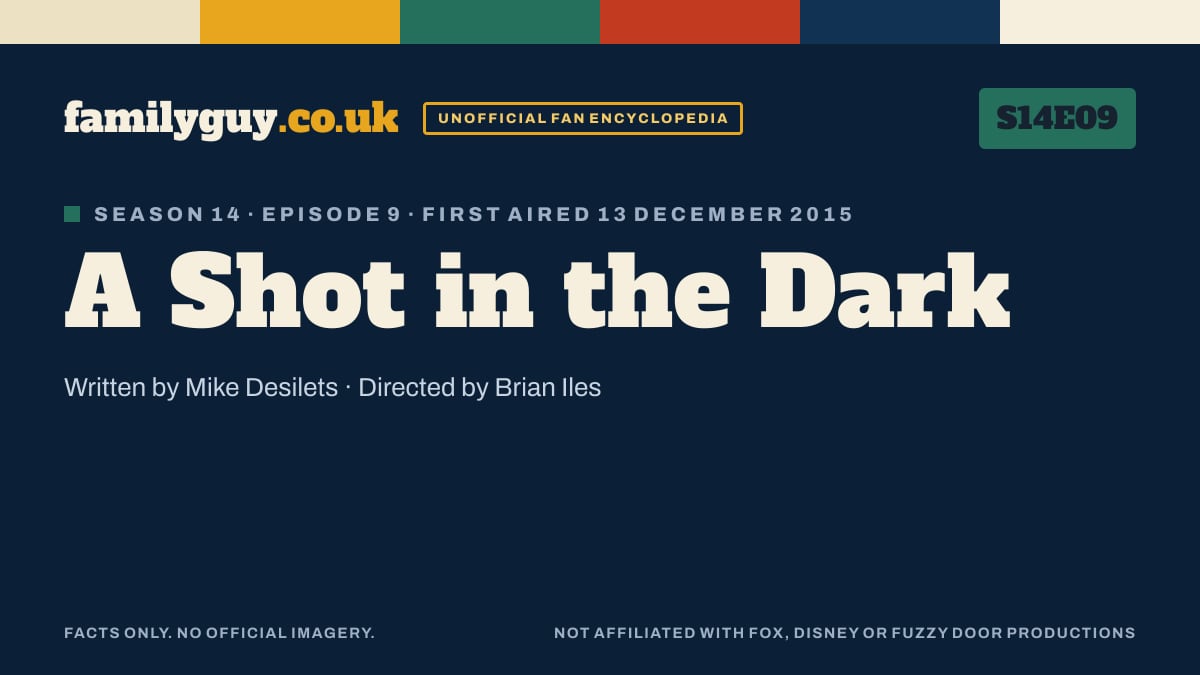 A Shot in the Dark, Family Guy S14E09, title card in the familyguy.co.uk design