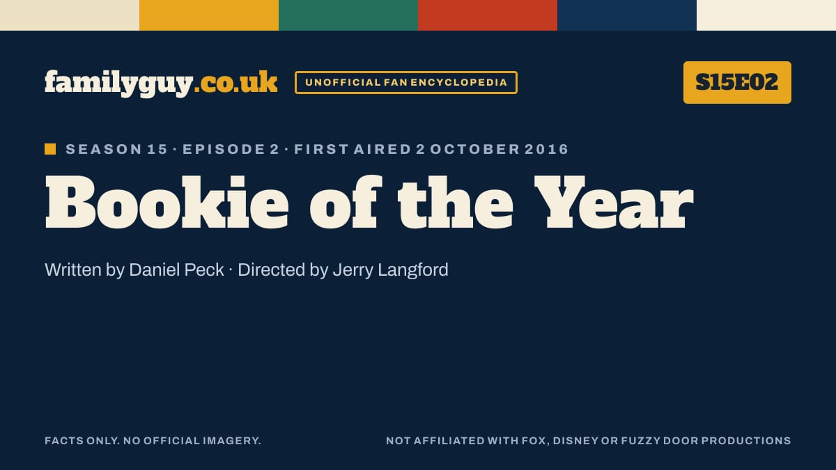 Bookie of the Year, Family Guy S15E02, title card in the familyguy.co.uk design