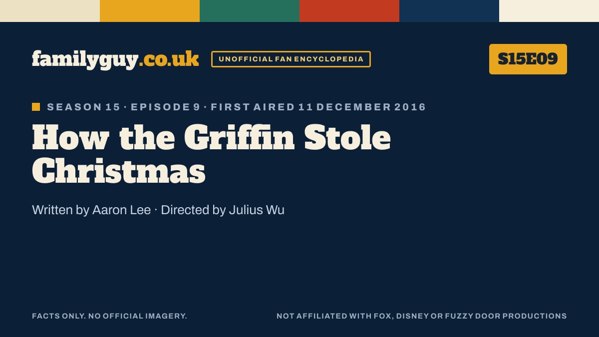 How the Griffin Stole Christmas, Family Guy S15E09, title card in the familyguy.co.uk design