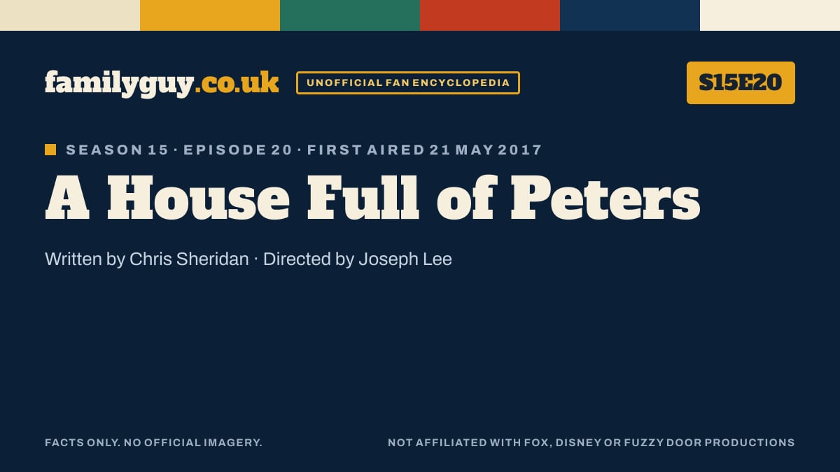 A House Full of Peters, Family Guy S15E20, title card in the familyguy.co.uk design