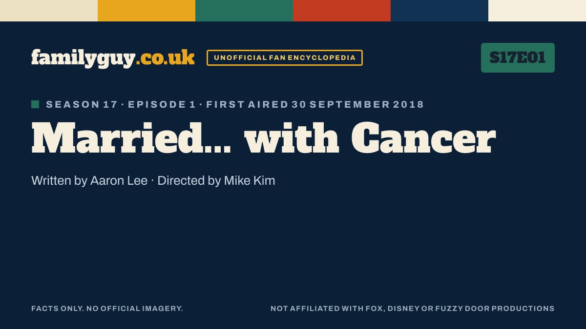 Married... with Cancer, Family Guy S17E01, title card in the familyguy.co.uk design