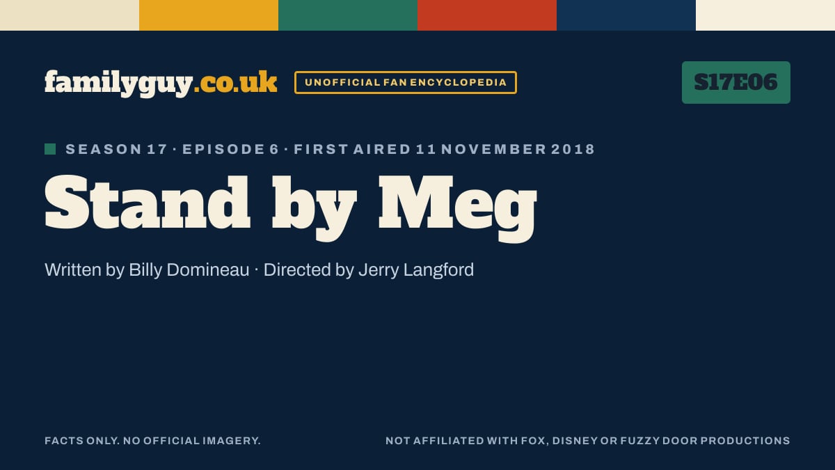 Stand by Meg, Family Guy S17E06, title card in the familyguy.co.uk design