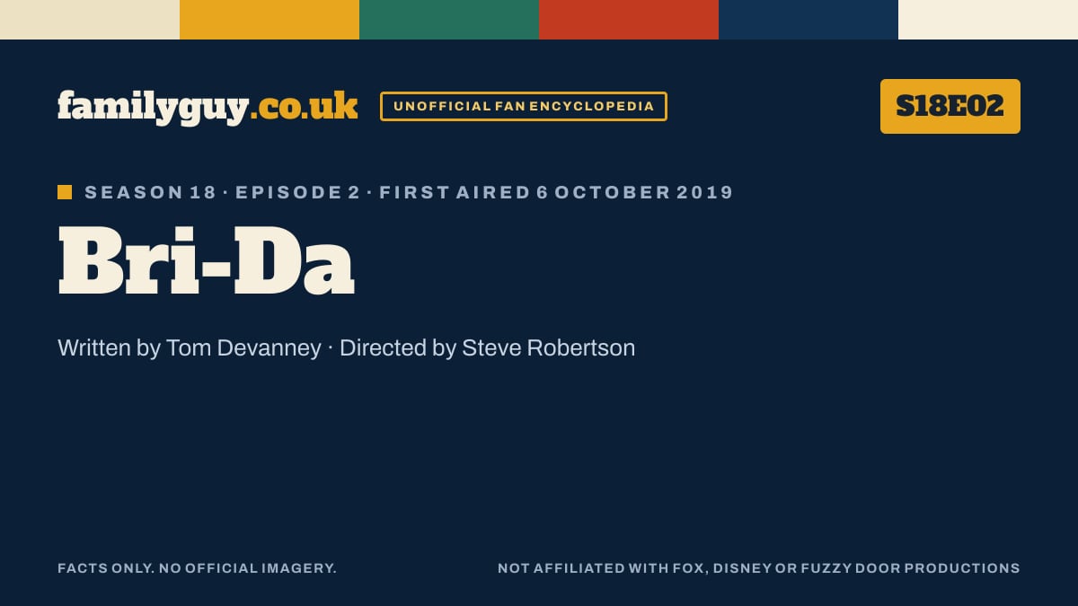 Bri-Da, Family Guy S18E02, title card in the familyguy.co.uk design