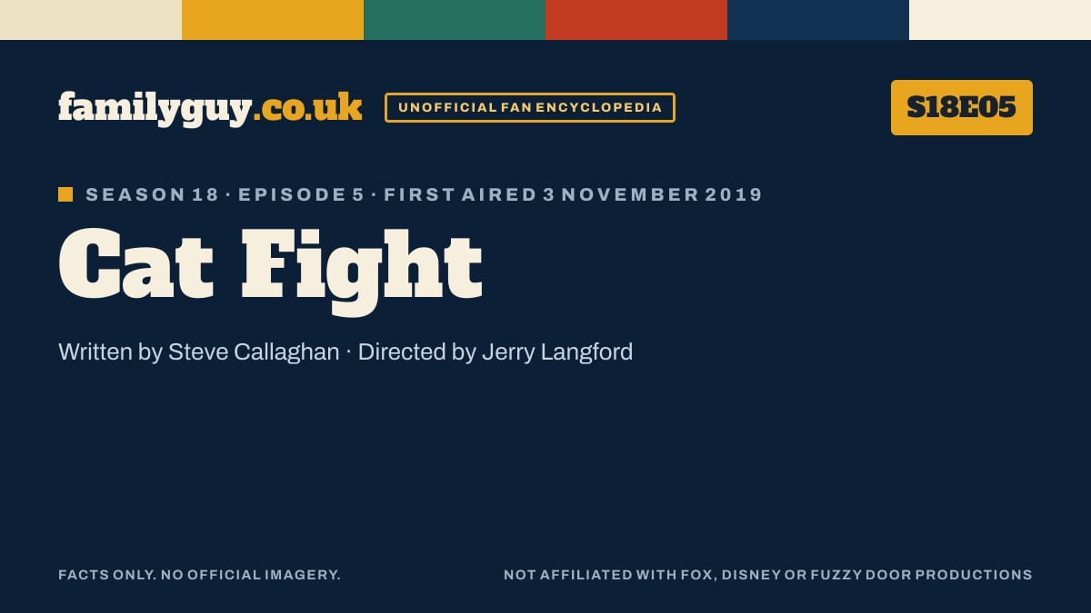 Cat Fight, Family Guy S18E05, title card in the familyguy.co.uk design