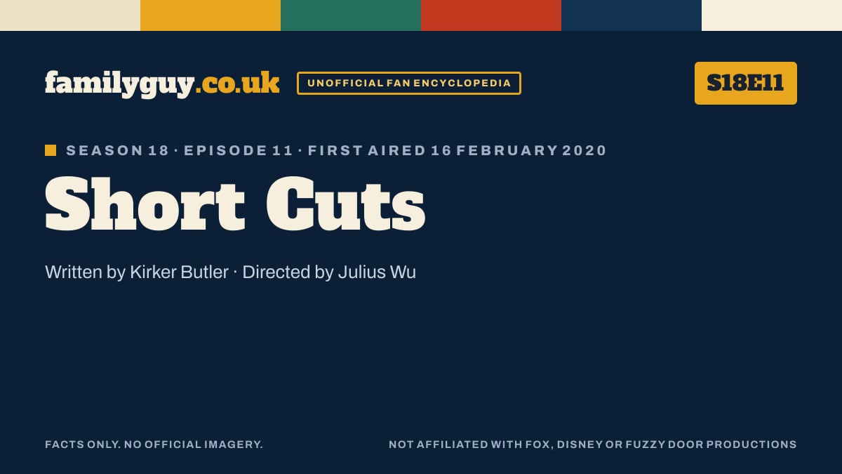 Short Cuts, Family Guy S18E11, title card in the familyguy.co.uk design