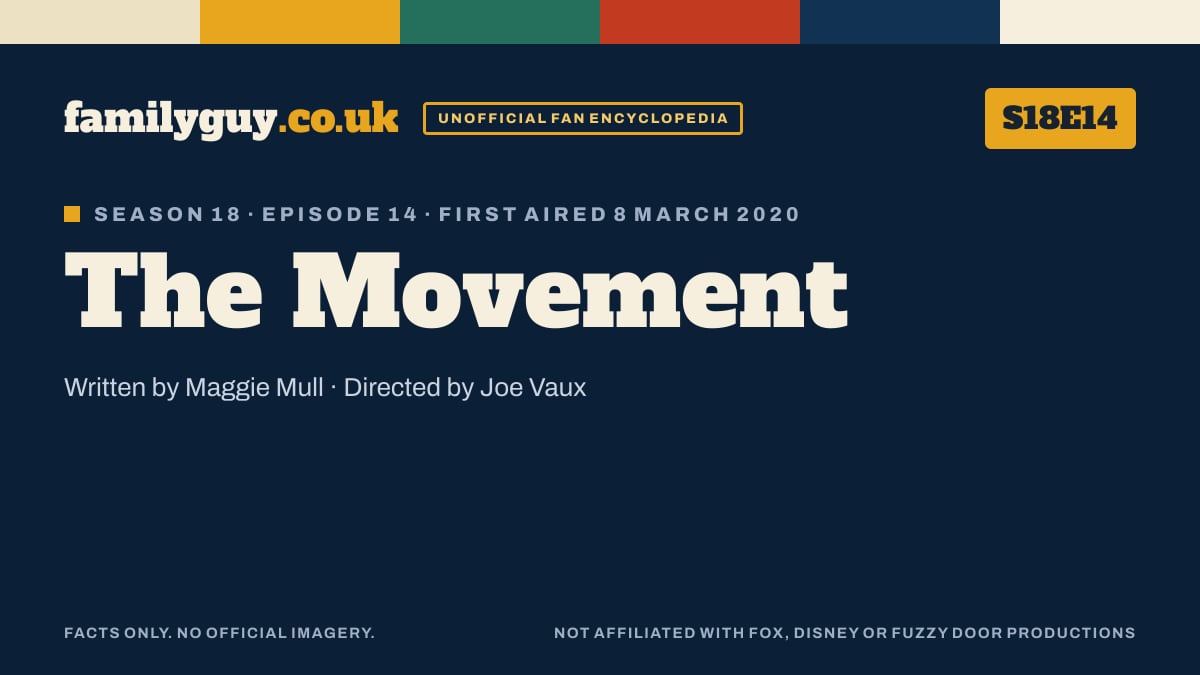 The Movement, Family Guy S18E14, title card in the familyguy.co.uk design