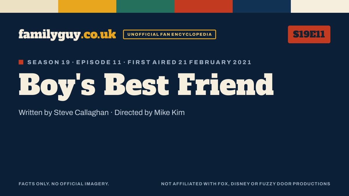 Boy's Best Friend, Family Guy S19E11, title card in the familyguy.co.uk design