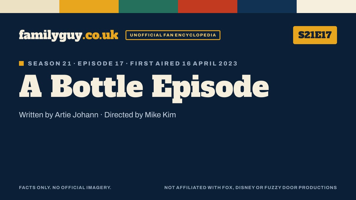A Bottle Episode, Family Guy S21E17, title card in the familyguy.co.uk design
