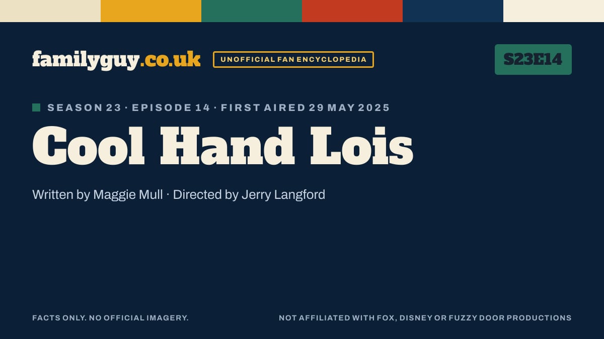 Cool Hand Lois, Family Guy S23E14, title card in the familyguy.co.uk design