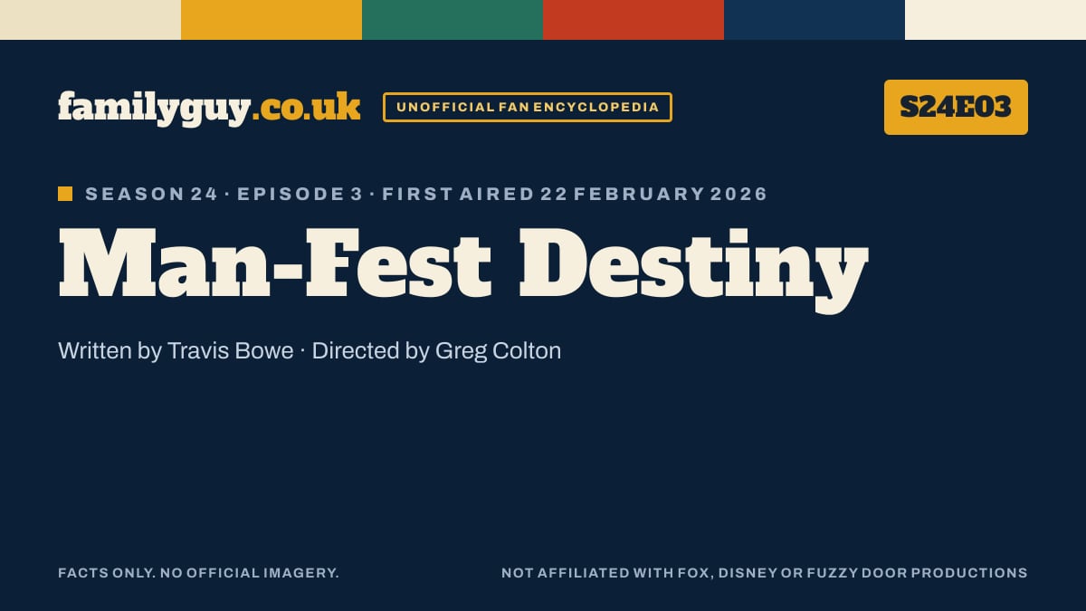 Man-Fest Destiny, Family Guy S24E03, title card in the familyguy.co.uk design