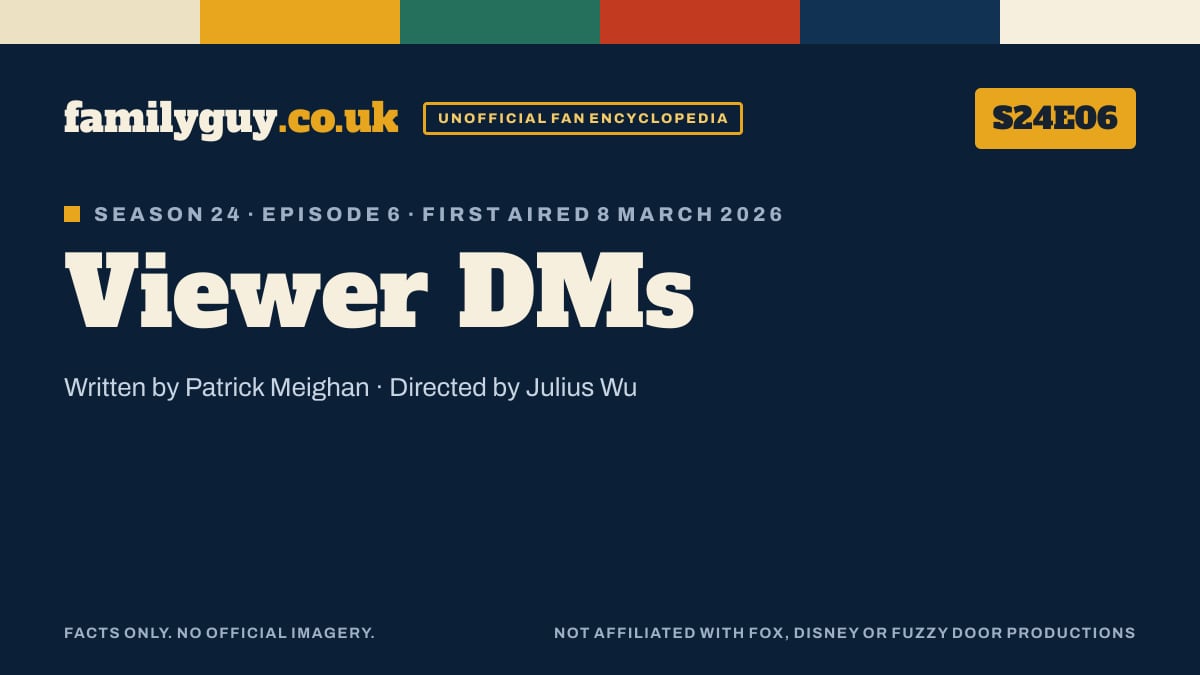 Viewer DMs, Family Guy S24E06, title card in the familyguy.co.uk design