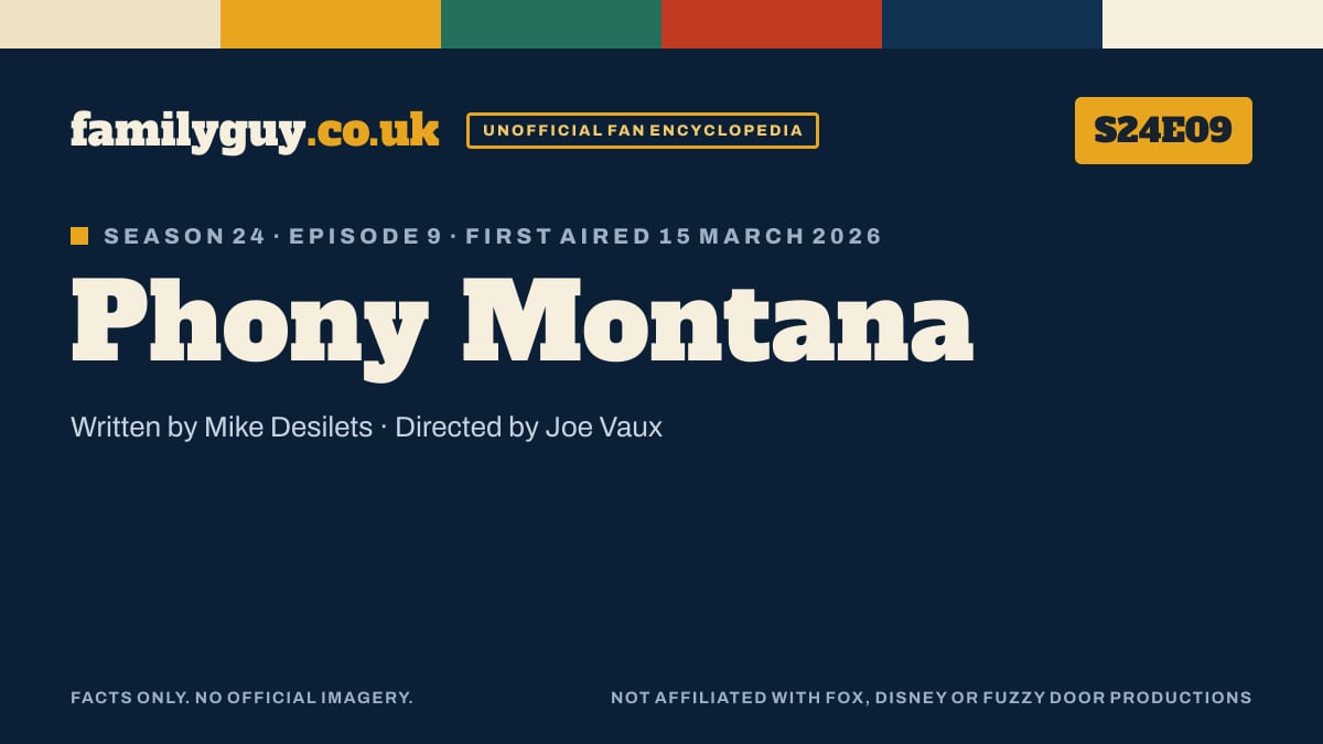 Phony Montana, Family Guy S24E09, title card in the familyguy.co.uk design